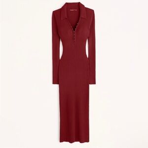 Abercrombie & Fitch Red Long Sleeve Bodycon Dress